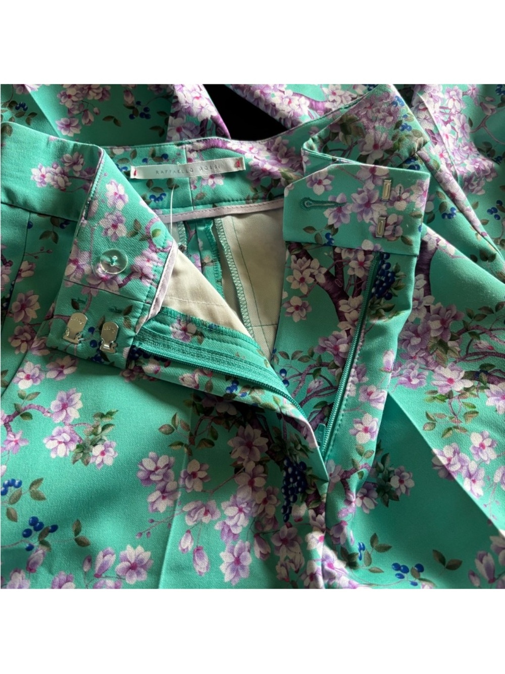RAFFAELLO ROSSI NWT Gabriella femine floral mint green trouser pant size EU 32 - Picture 9 of 15
